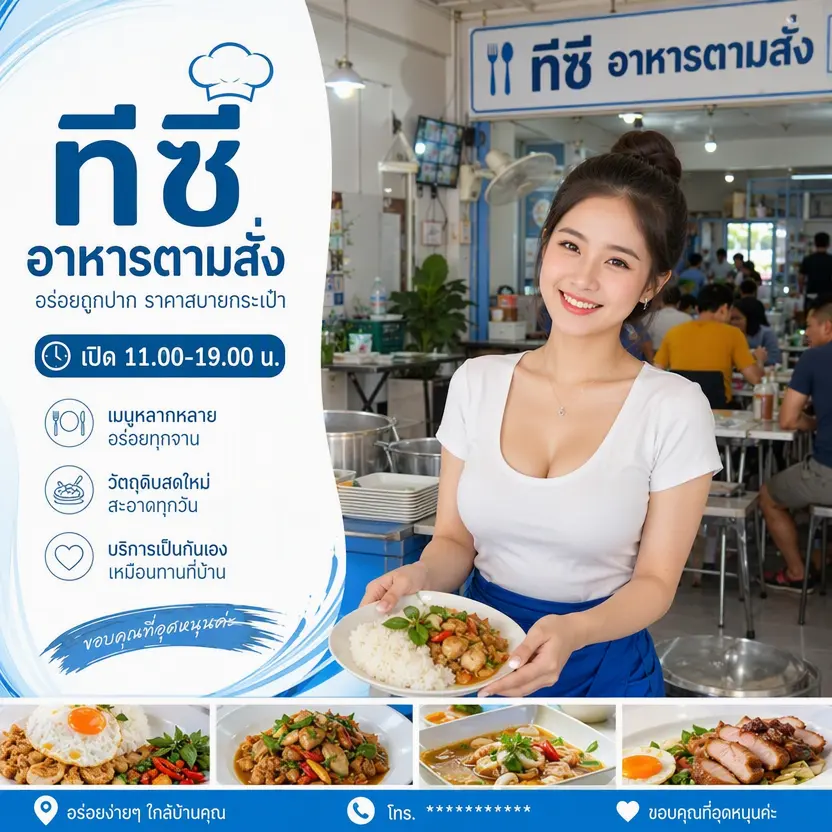 ภาพสาธิตคอนเทนต์ AI สำหรับร้านอาหารตามสั่ง